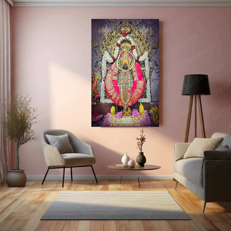 Devi Ambabai Metal Poster – Divine Goddess Mahalakshmi Wall Art | Spiritual Hindu Decor 3 - TURTLEWINGS 