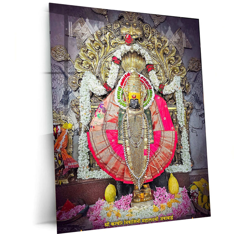 Devi Ambabai Metal Poster – Divine Goddess Mahalakshmi Wall Art | Spiritual Hindu Decor 3 - TURTLEWINGS 