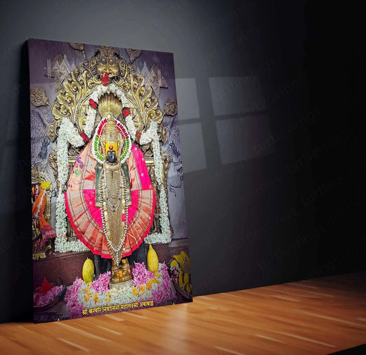 Devi Ambabai Metal Poster – Divine Goddess Mahalakshmi Wall Art | Spiritual Hindu Decor 3 - TURTLEWINGS 