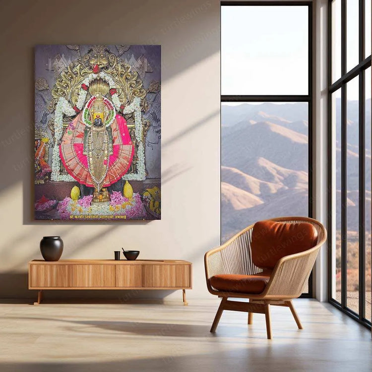 Devi Ambabai Metal Poster – Divine Goddess Mahalakshmi Wall Art | Spiritual Hindu Decor 3 - TURTLEWINGS 