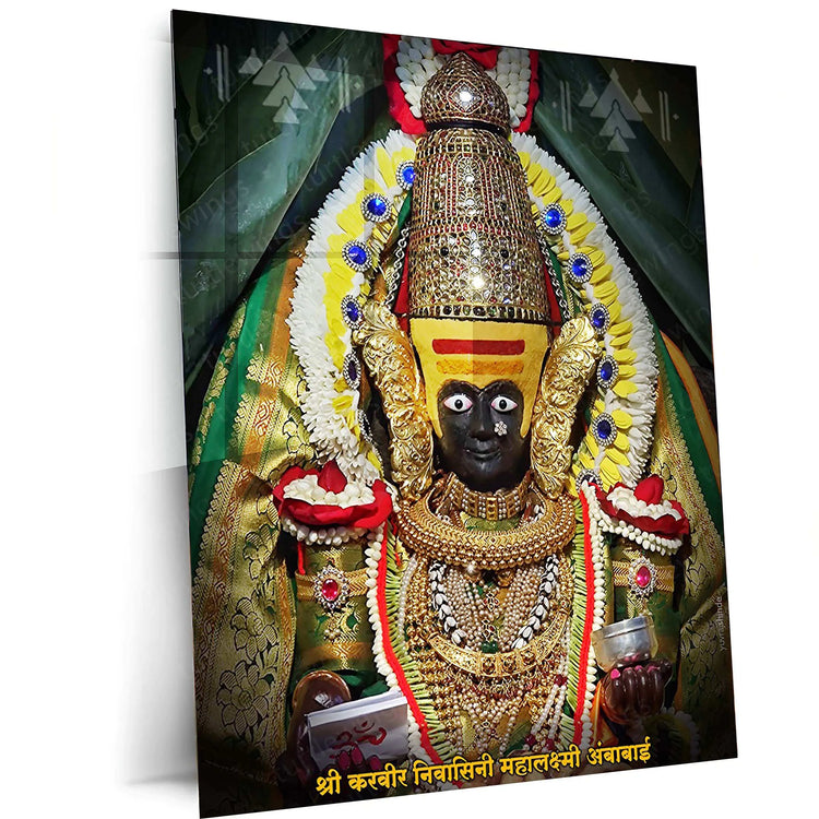 Devi Ambabai Metal Poster – Divine Goddess Mahalakshmi Wall Art | Spiritual Hindu Decor 2 - TURTLEWINGS 