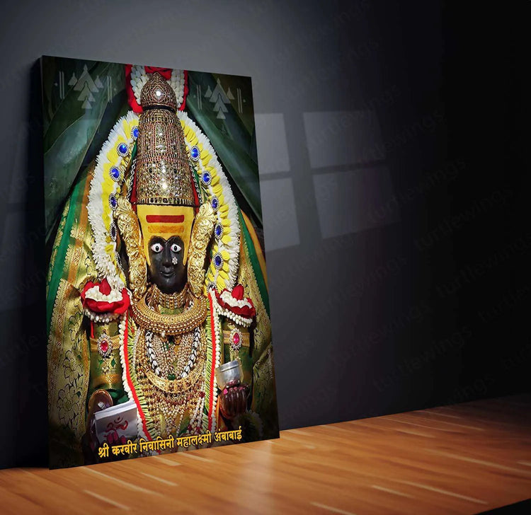 Devi Ambabai Metal Poster – Divine Goddess Mahalakshmi Wall Art | Spiritual Hindu Decor 2 - TURTLEWINGS 