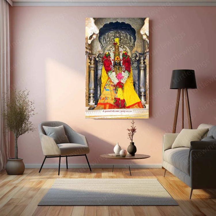 Devi Tulja Bhavani Metal Poster – Divine Warrior Goddess Wall Art | Hindu Spiritual Decor 2 - TURTLEWINGS 