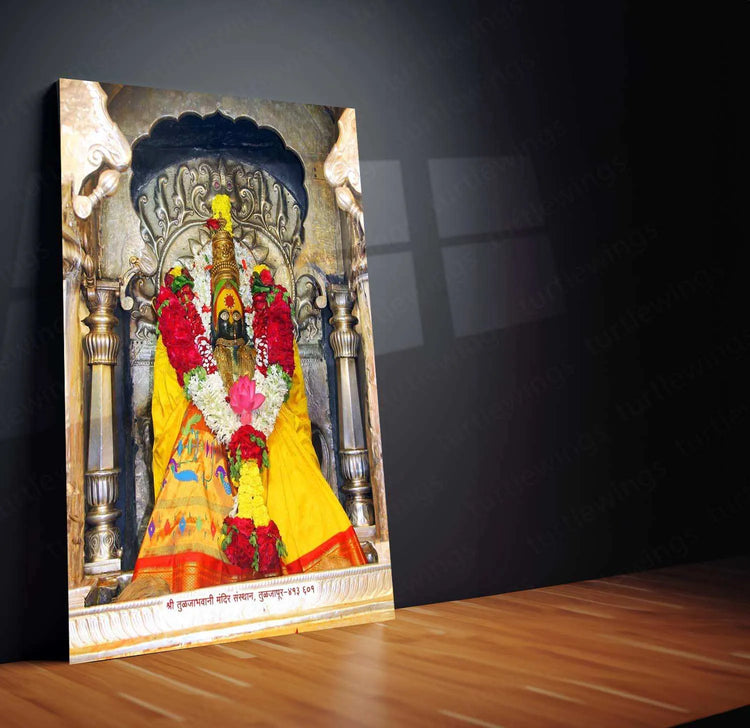 Devi Tulja Bhavani Metal Poster – Divine Warrior Goddess Wall Art | Hindu Spiritual Decor 2 - TURTLEWINGS 