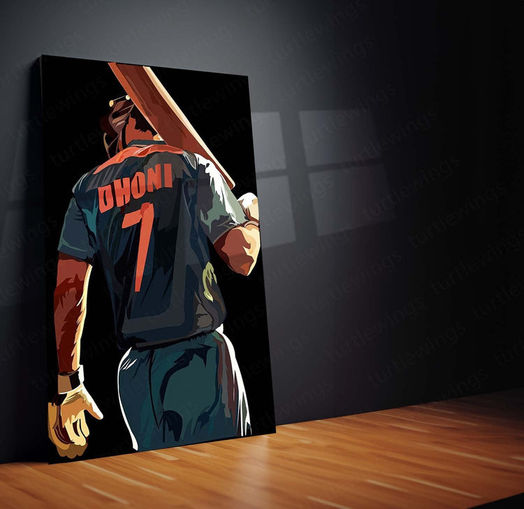 Tribute to the Captain - Dhoni No. 7 Indian Jersey Metal Poster | Cricket Icon Wall Art | HD Print