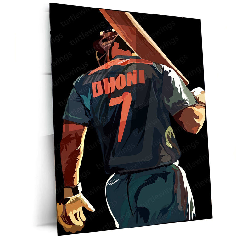 MS Dhoni 07 Metal Poster – Captain Cool Wall Art - TURTLEWINGS 