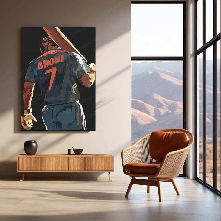 MS Dhoni 07 Metal Poster – Captain Cool Wall Art - TURTLEWINGS 