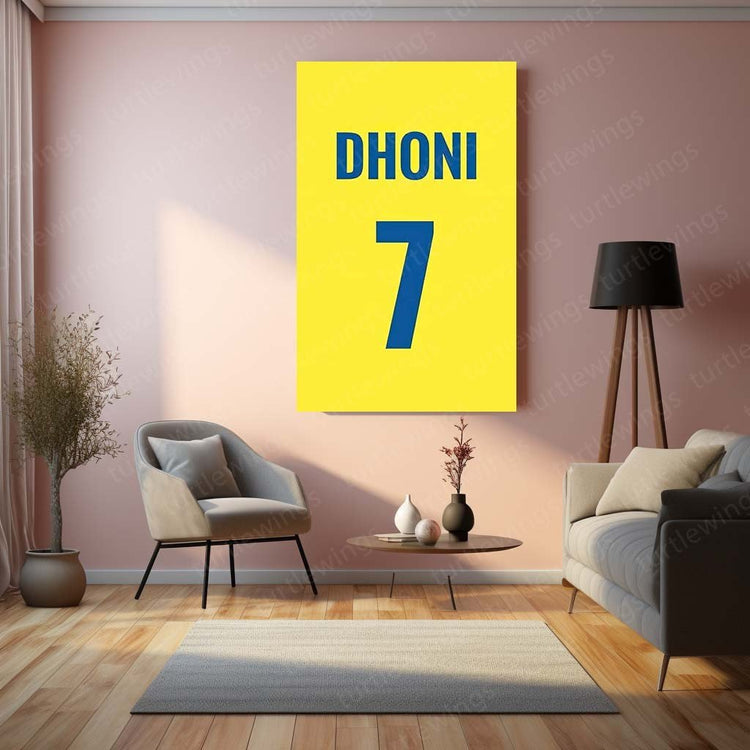 The Thala's Pride - Dhoni No. 7 CSK Jersey Metal Poster | Cricket Legend Wall Art | HD Print