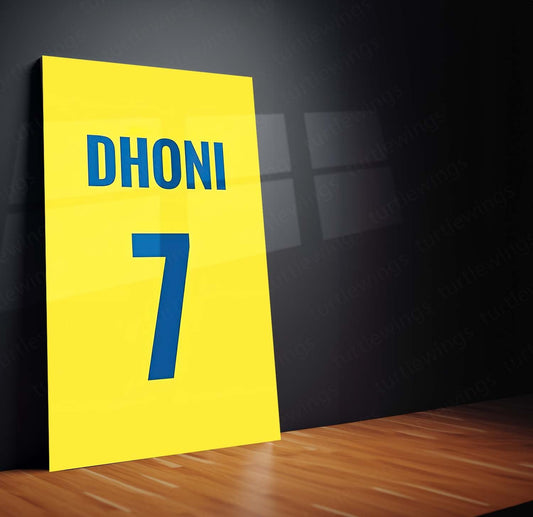 The Thala's Pride - Dhoni No. 7 CSK Jersey Metal Poster | Cricket Legend Wall Art | HD Print