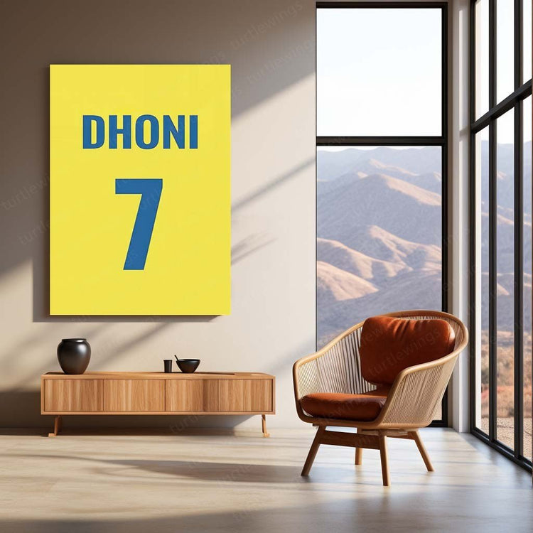 The Thala's Pride - Dhoni No. 7 CSK Jersey Metal Poster | Cricket Legend Wall Art | HD Print