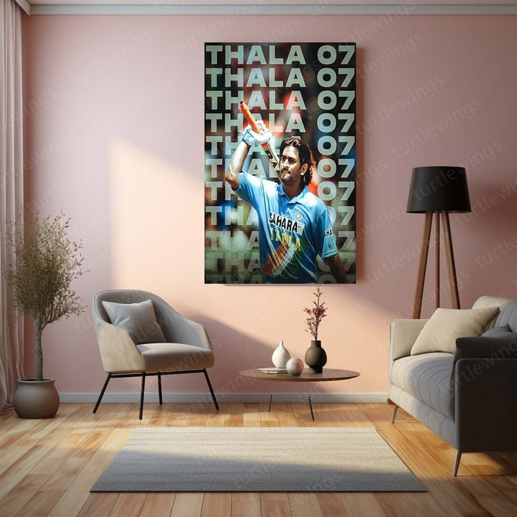 Thala's Legacy - Dhoni as Thala Metal Poster | Cricket Icon Wall Art | HD Print