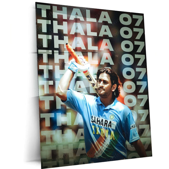 Thala's Legacy - Dhoni as Thala Metal Poster | Cricket Icon Wall Art | HD Print