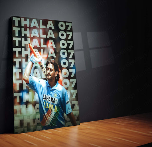 Thala's Legacy - Dhoni as Thala Metal Poster | Cricket Icon Wall Art | HD Print