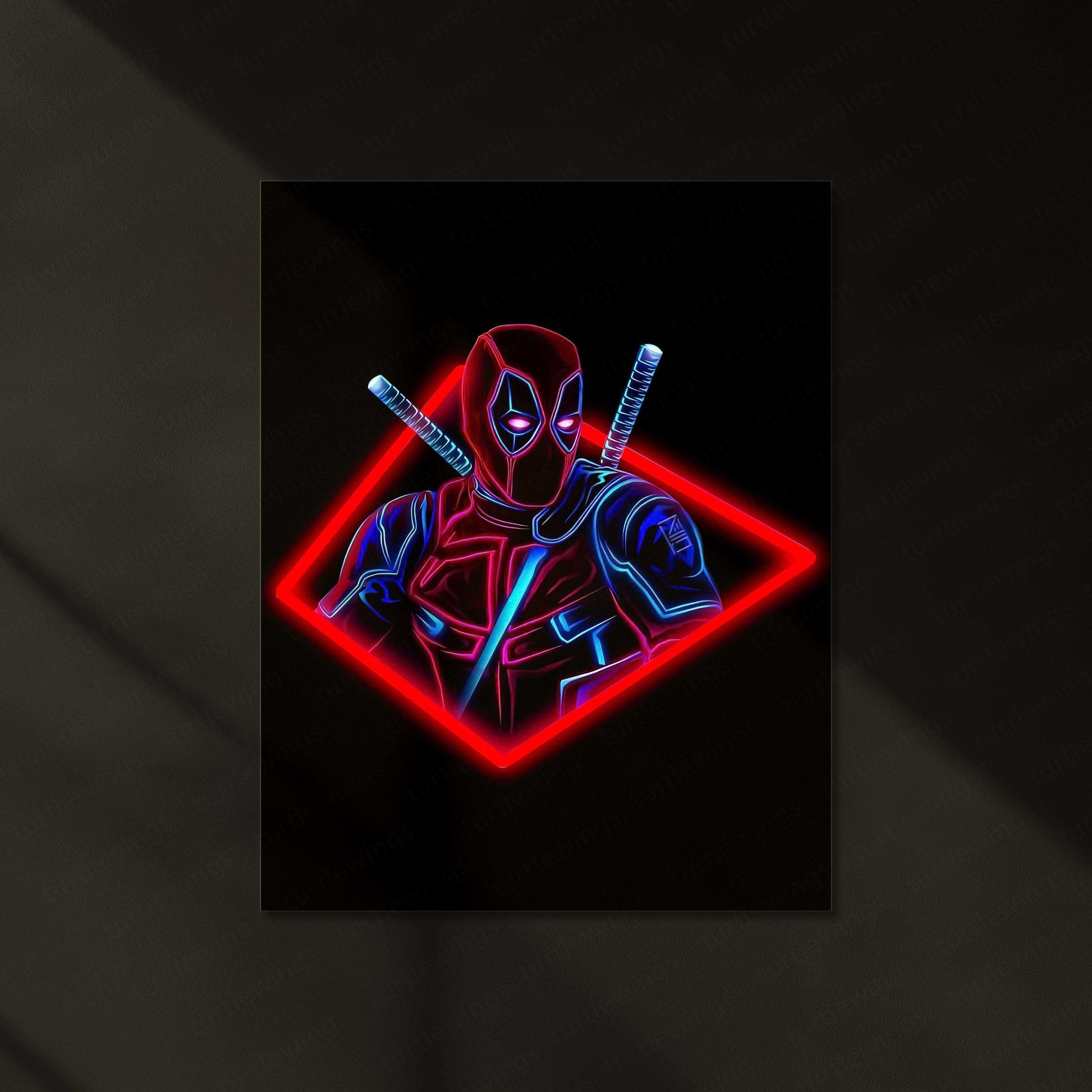 Deadpool Self-Adhesive Neon LED Metal Poster â The Merc with a Mouth Wall Art - TURTLEWINGS 