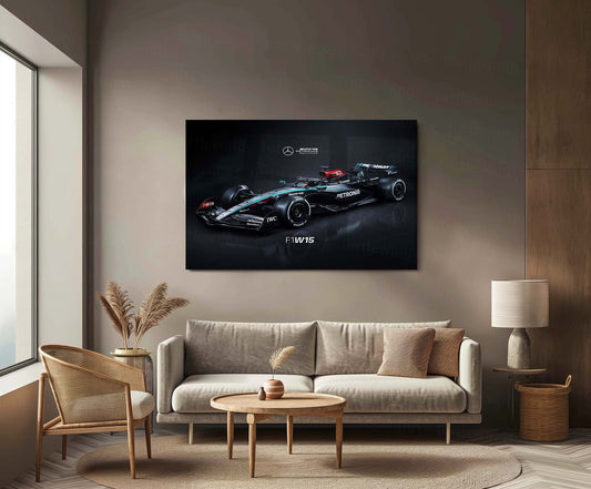 Mercedes AMG F1 W15 Metal Poster | High-Performance Racing Art