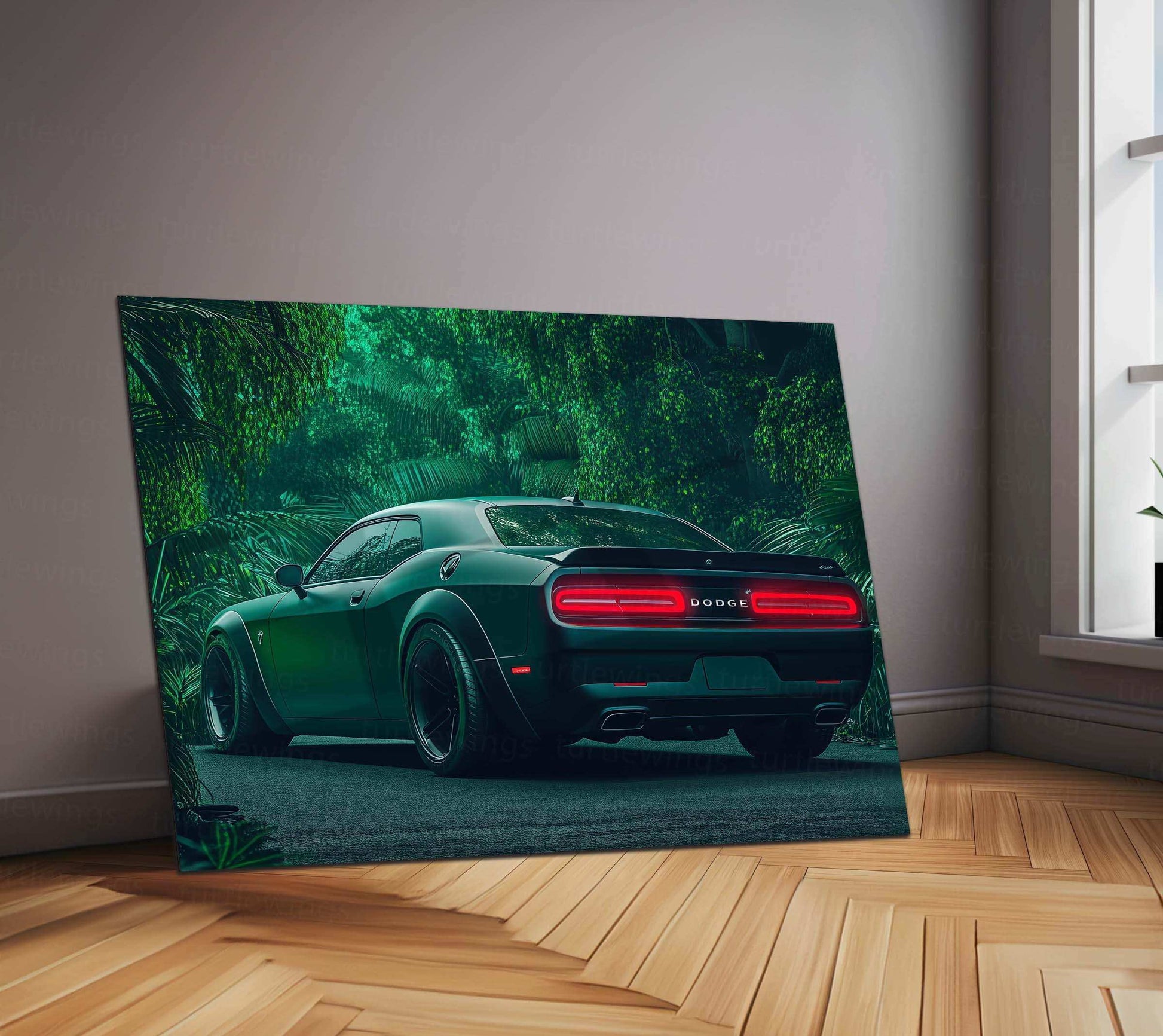 Dodge Challenger SRT Neon LED Metal Frame â Bold Automotive Wall Art 1 - TURTLEWINGS 