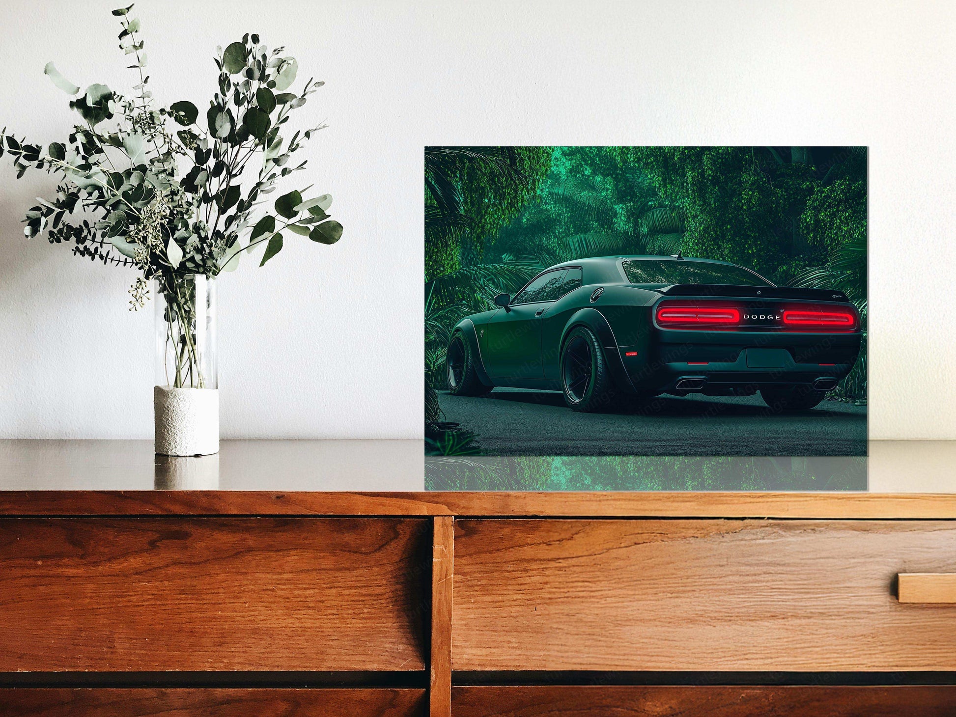 Dodge Challenger SRT Neon LED Metal Frame â Bold Automotive Wall Art 1 - TURTLEWINGS 