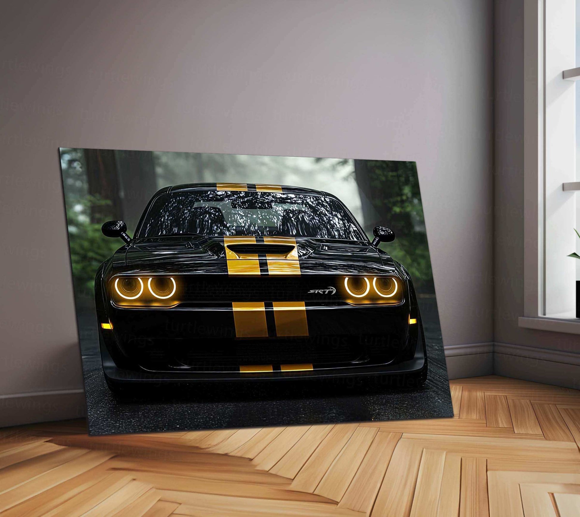 Dodge Challenger SRT Neon LED Metal Frame â Bold Automotive Wall Art 2 - TURTLEWINGS 