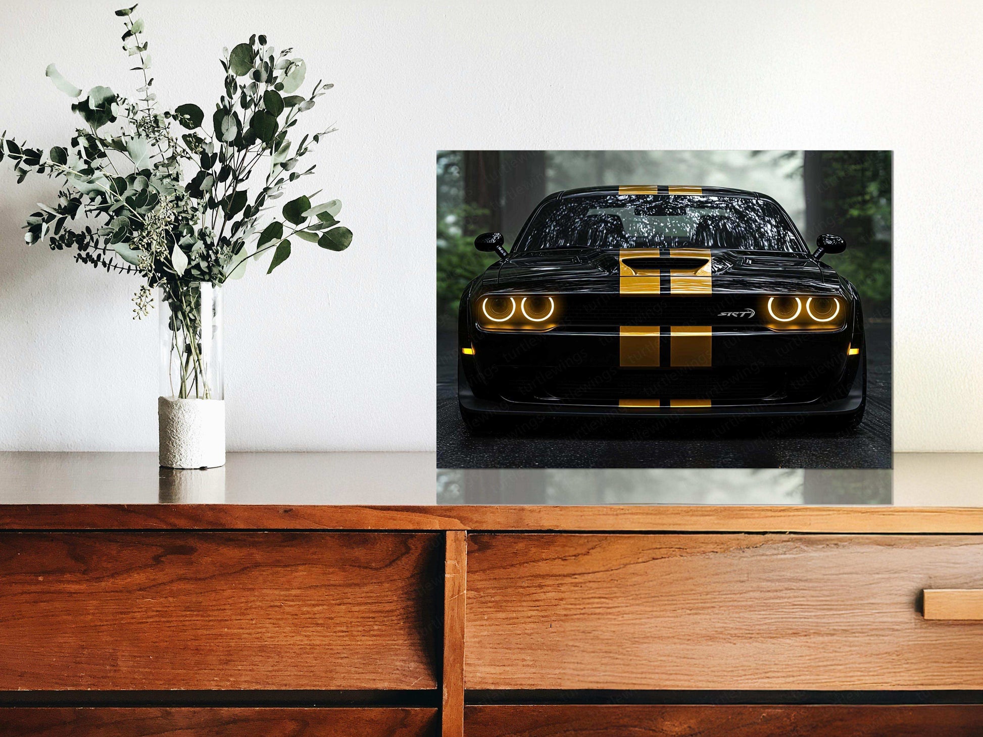 Dodge Challenger SRT Neon LED Metal Frame â Bold Automotive Wall Art 2 - TURTLEWINGS 