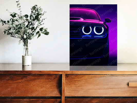 Dodge Challenger SRT Neon LED Metal Frame – Bold Automotive Wall Art 5