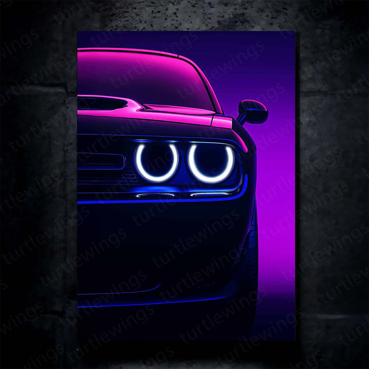 Dodge Challenger SRT Neon LED Metal Frame – Bold Automotive Wall Art 5