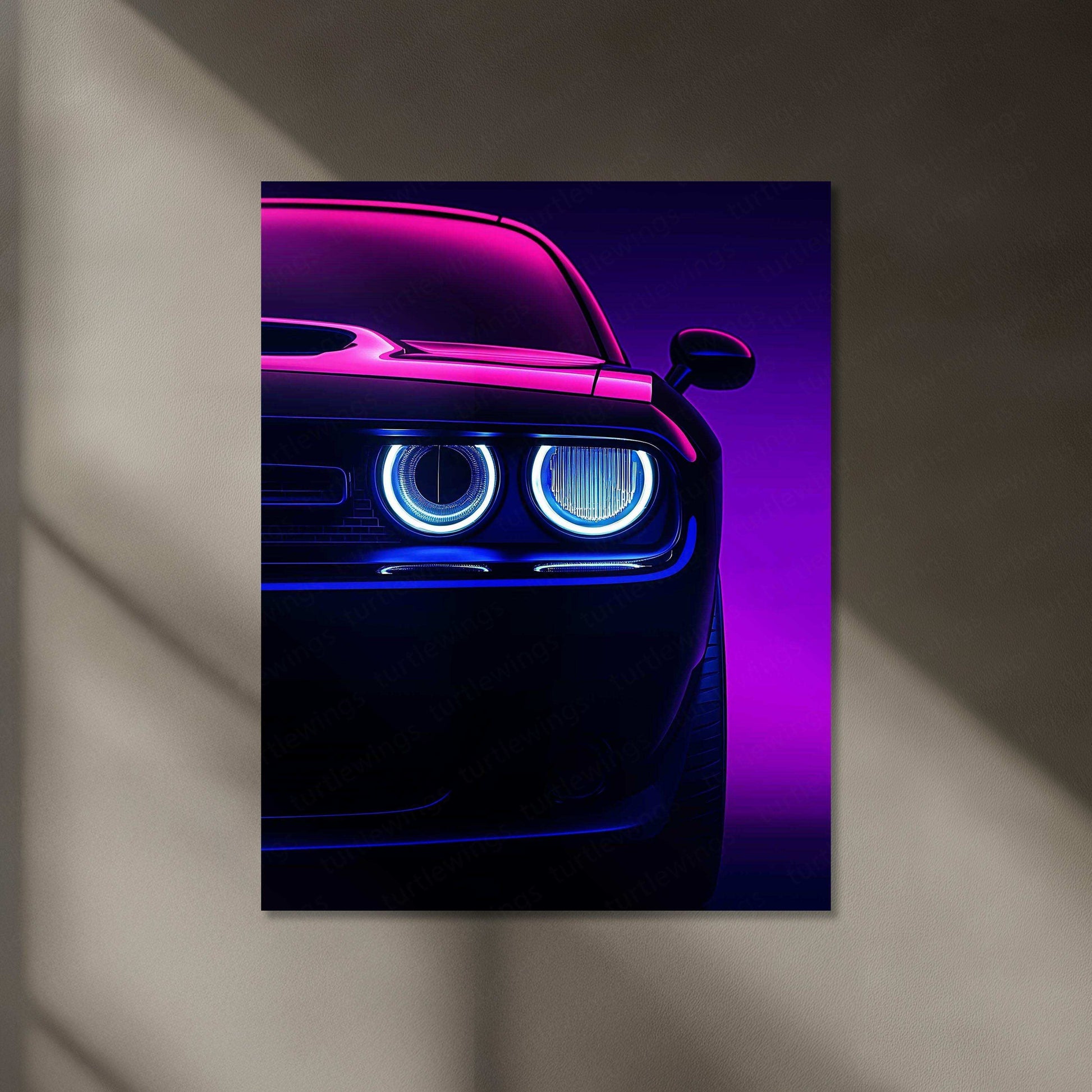 Dodge Challenger SRT Neon LED Metal Frame â Bold Automotive Wall Art 5 - TURTLEWINGS 