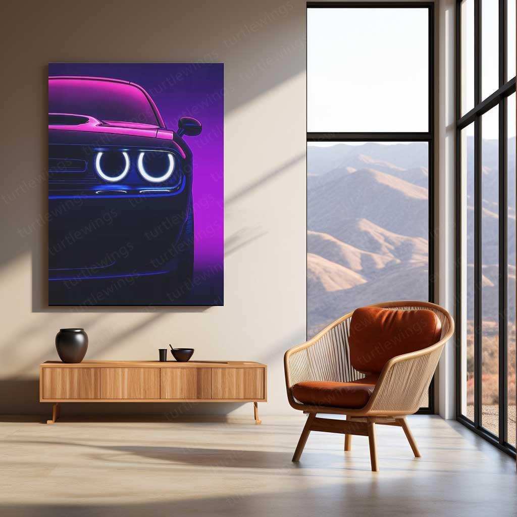 Dodge Challenger SRT Neon LED Metal Frame â Bold Automotive Wall Art 5 - TURTLEWINGS 