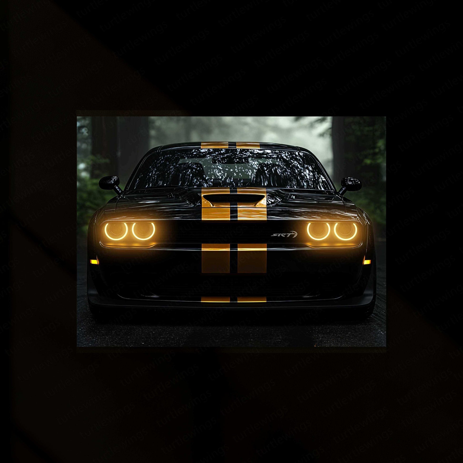 Dodge Challenger SRT Neon LED Metal Frame â Bold Automotive Wall Art 2 - TURTLEWINGS 