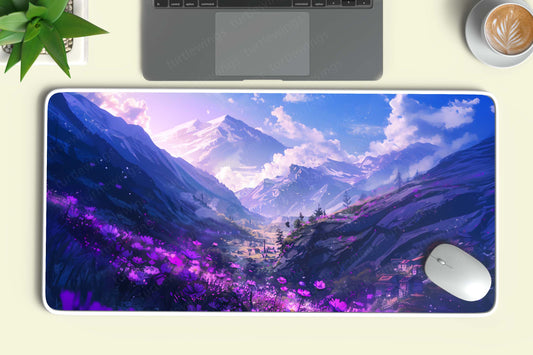 Aesthetic Fantasy Village Art Deskmat – Enchanted Countryside Landscape