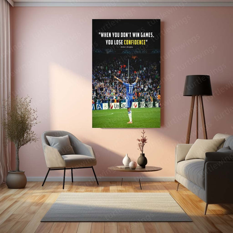 King of Stamford Bridge - Didier Drogba Metal Poster | Football Legend Wall Art | HD Print