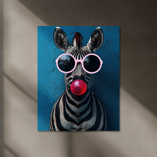 Funny Zebra Wearing Pink Sunglasses Neon LED Metal Poster - TURTLEWINGS 