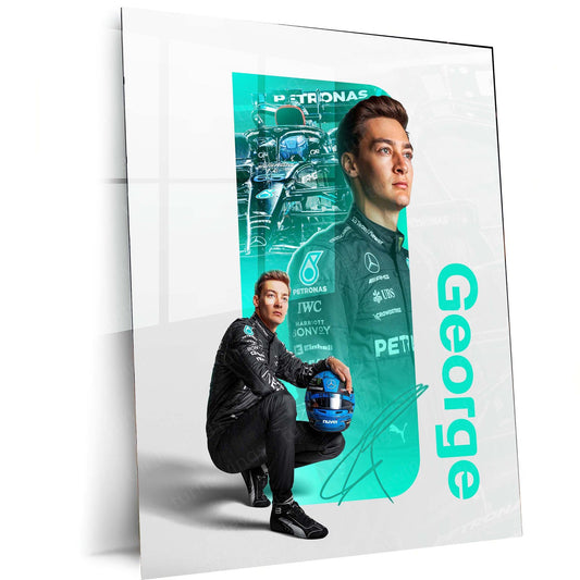 George Russell Metal Poster | F1 Rising Star Art