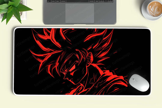 Goku Dragon Ball Z Red Outline Deskmat | Iconic Saiyan Warrior Design