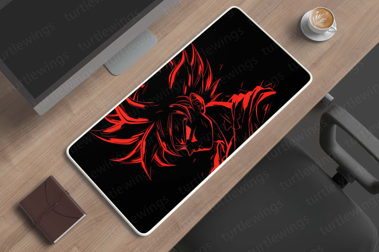 Goku Dragon Ball Z Red Outline Deskmat | Iconic Saiyan Warrior Design