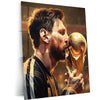 Turtlewings | Lionel Messi Kissing Trophy Metal Print | Football Legend Wall Art | HD Quality