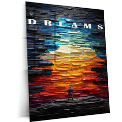 Dreams Metal Poster | Motivational Standing Figure Wall Art