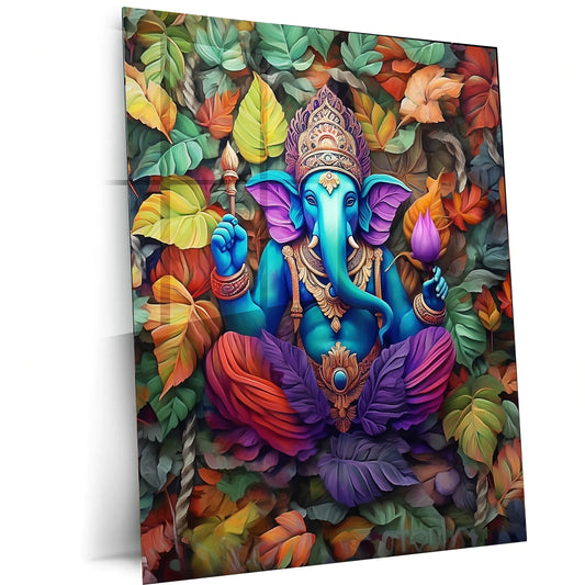 Ganpati Metal Poster | Lord Ganesha Spiritual Wall Art 2 - TURTLEWINGS 