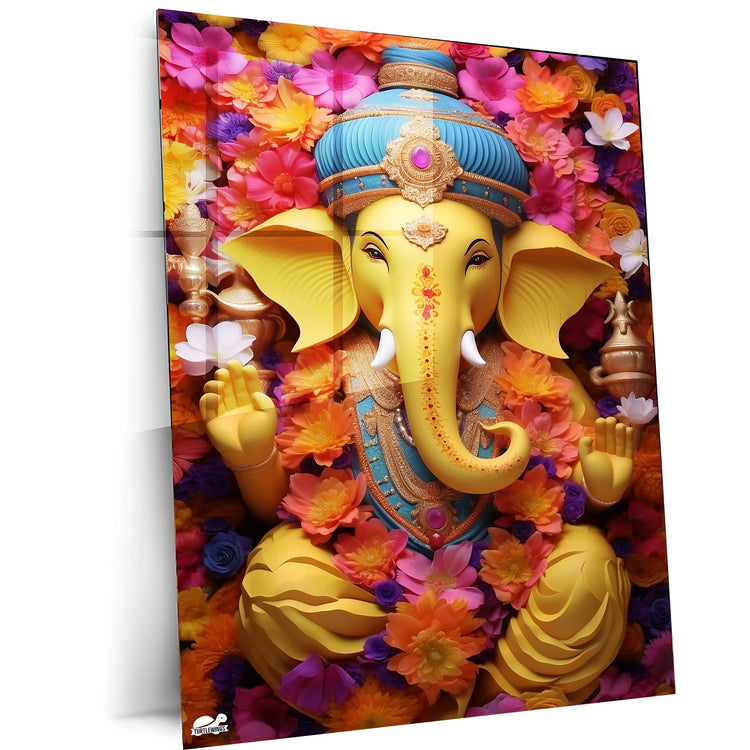 Ganpati Metal Poster | Lord Ganesha Spiritual Wall Art - TURTLEWINGS 