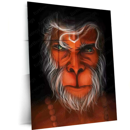 Hanuman Metal Poster – Divine Strength & Devotion Wall Art | Bajrangbali Spiritual Decor 2 - TURTLEWINGS 