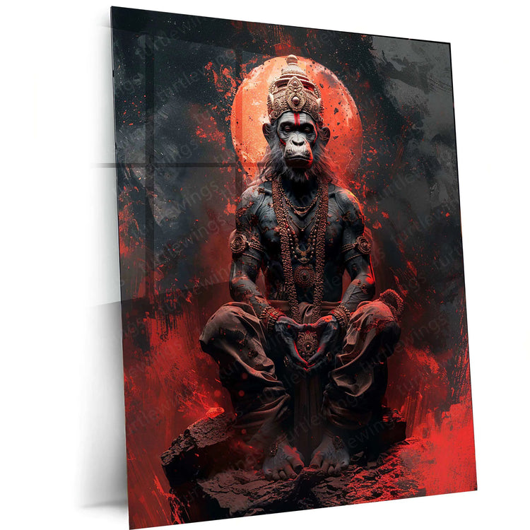 Hanuman Metal Poster – Divine Strength & Devotion Wall Art | Bajrangbali Spiritual Decor 4 - TURTLEWINGS 