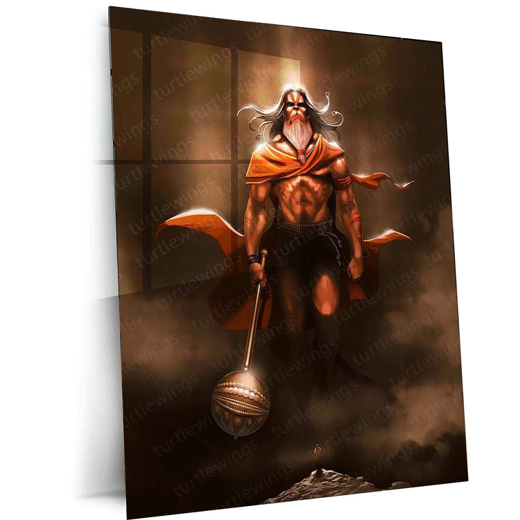 Hanuman Metal Poster – Divine Strength & Devotion Wall Art | Bajrangbali Spiritual Decor 7 - TURTLEWINGS 