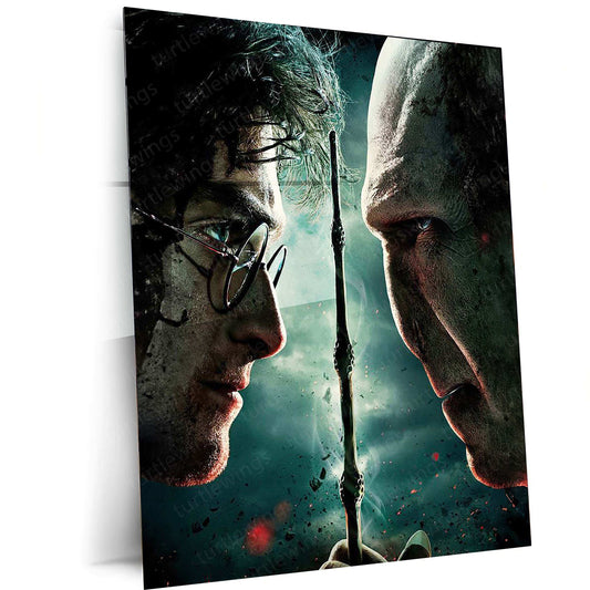 Harry vs. Voldemort Metal Poster – Epic Wizarding Duel Wall Art | Magic Battle Decor - TURTLEWINGS 