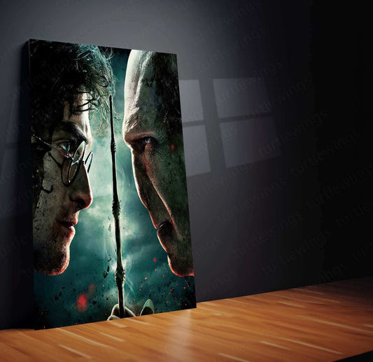 Harry vs. Voldemort Metal Poster – Epic Wizarding Duel Wall Art | Magic Battle Decor - TURTLEWINGS 