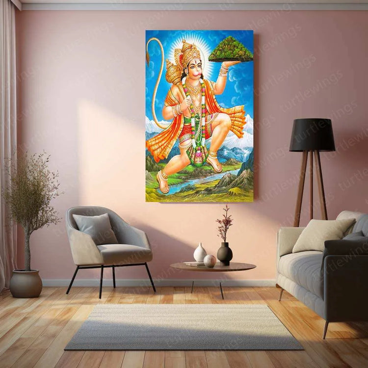 Hanuman Metal Poster – Divine Strength & Devotion Wall Art | Bajrangbali Spiritual Decor 8 - TURTLEWINGS 