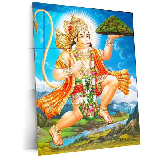 Hanuman Metal Poster – Divine Strength & Devotion Wall Art | Bajrangbali Spiritual Decor 8 - TURTLEWINGS 