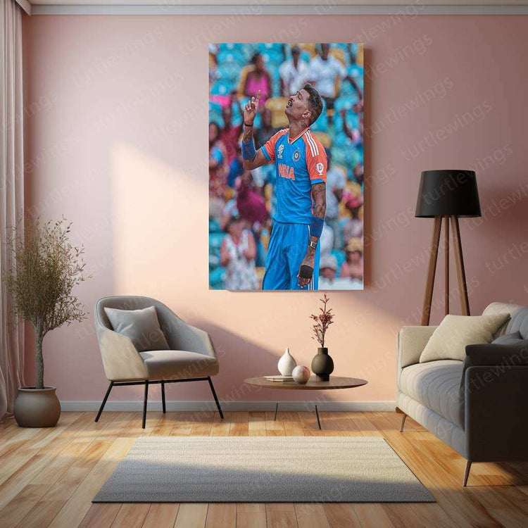 Hardik Pandya Metal Poster – Cricket Wall Art | Mumbai Indians | Team India - TURTLEWINGS 