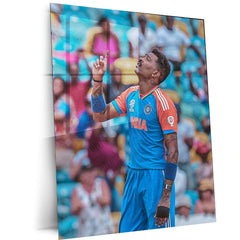 Hardik Pandya Metal Poster – Cricket Wall Art | Mumbai Indians | Team India