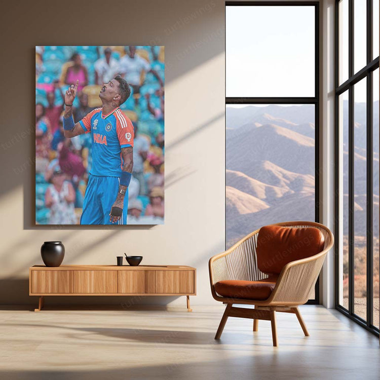 Hardik Pandya Winning Moment of ICC Men’s T20 World Cup 2024 | Victory Celebration Metal Poster | HD Print