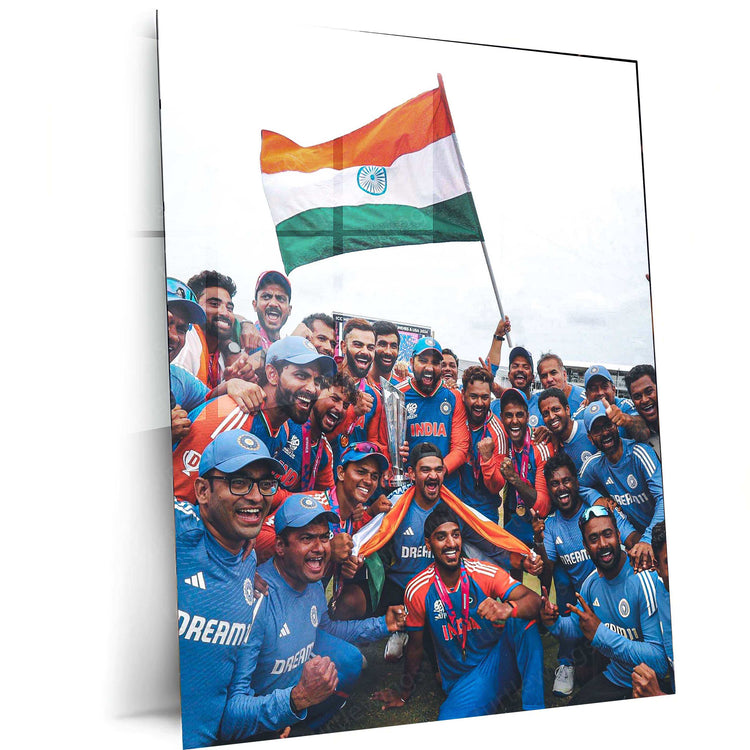 Indian Cricket Team Metal Poster – Champion Spirit Wall Art - TURTLEWINGS 