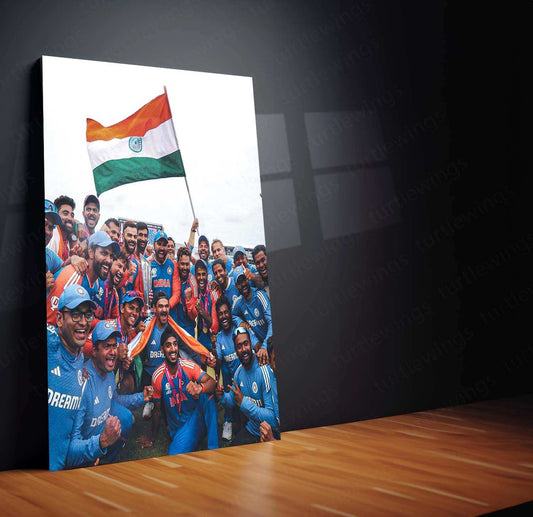 Indian Cricket Team Metal Poster – Champion Spirit Wall Art - TURTLEWINGS 